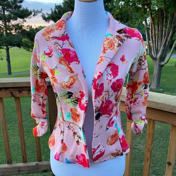 Rainbow Women's Floral Long Sleeve Blouse Blazer - Size S - Picture 1 of 15